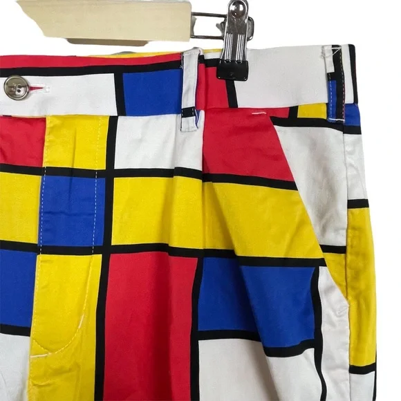 Loudmouth Golf Shorts Men's size 36 Color Block Red Black Blue Yellow - Picture 2 of 7